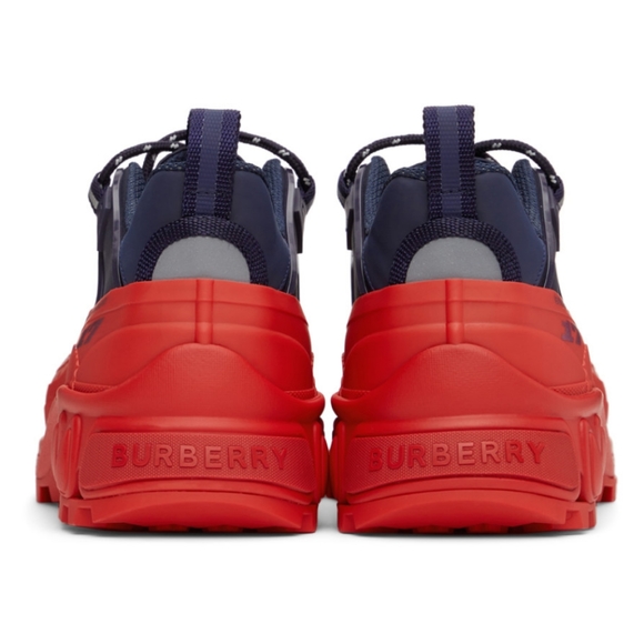 BURBERRY Navy & Red Arthur Sneakers - Picture 3 of 4